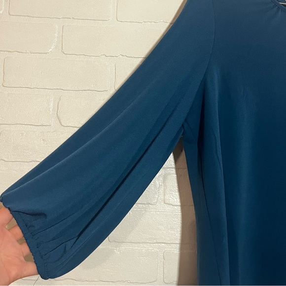Adrianna Papell Womens Blouse Dark Blue Teal Work Top Like New Large - Picture 2 of 7